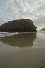 Sunrise over the dramatic Playa de las Catedrales aka As Catedrais Beach in beautiful Galicia in Northern Spain