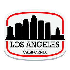 Los Angeles California  Label Stamp Icon Skyline City Design Tourism landmark.