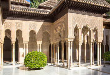 Courtyard of the Lions in the Alhambra Granada, Spain