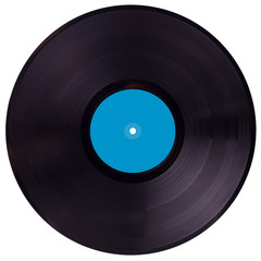 Vinyl 33 rpm record with blue label. With clipping path.