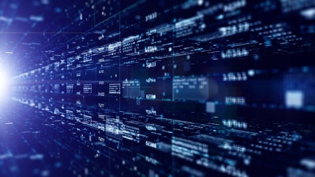 Digital cyberspace with particles and digital data network connections. High-speed connection data analysis future background concept.