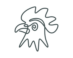 Abstract line rooster head vector logo 