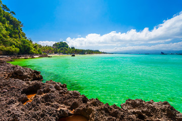 Rocky beach in Boracay island, Philippines