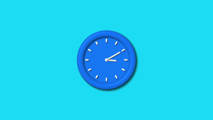 12 hours 3d wall clock icon on cyan background,clock icon