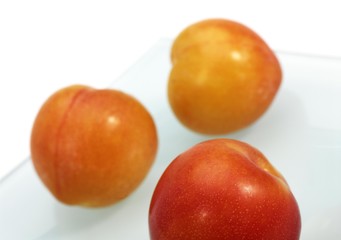 Yellow Plums against White Background