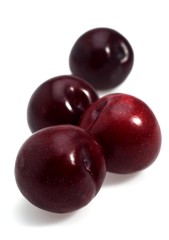 Red Plums against White Background
