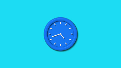 12 hours 3d wall clock icon on cyan background,clock icon