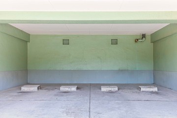 Empty Parking on the ground floor below the apartment building