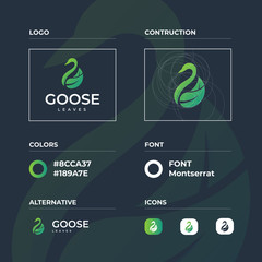 Goose Leaf Logo Template. nature swan logo © Andco Studio