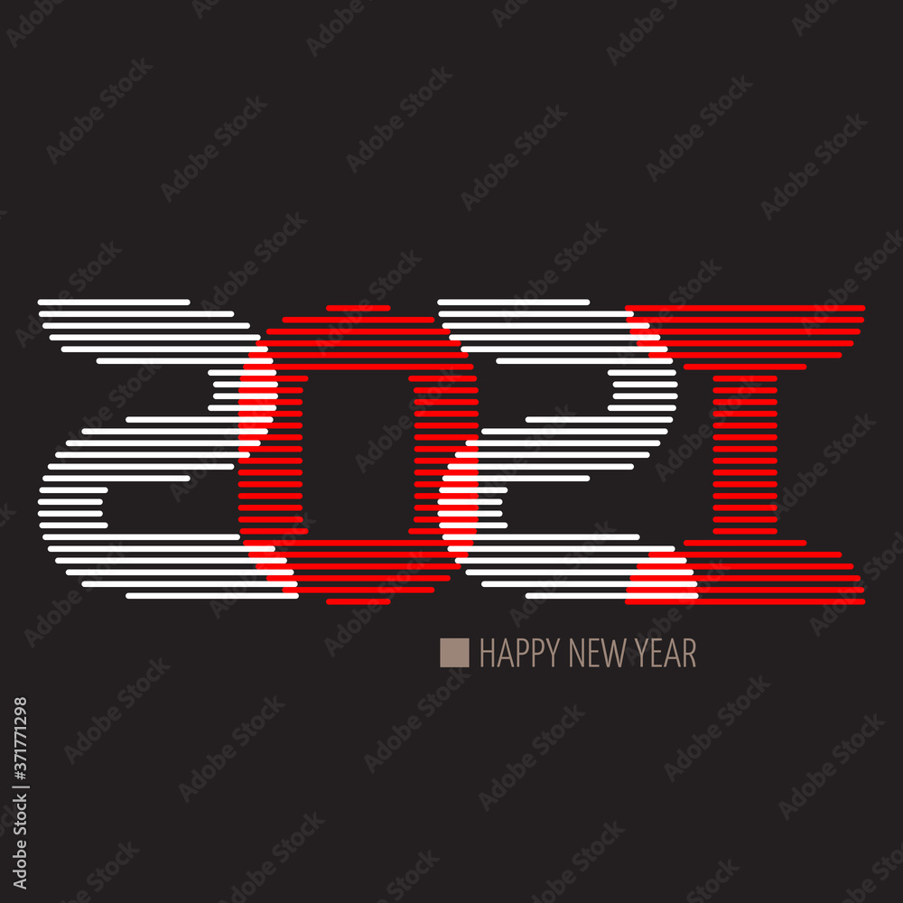 Poster happy new year 2021. universal vector background. modern greeting card design template with effect o