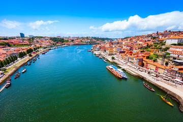 Fototapeta na wymiar Douro river aerial panoramic view, Porto