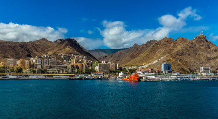 A view across the coastline of Santa Cruz, Tenerife on a sunny day