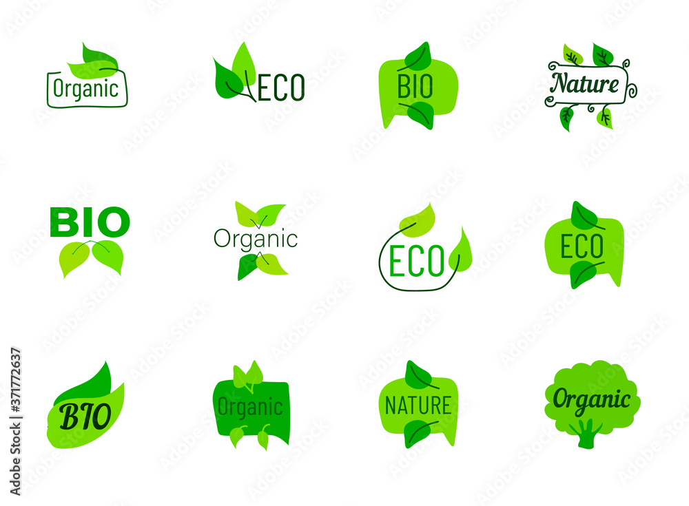 Aufkleber eco label hand drawn linear vector icons isolated on white background. eco label doodle icon set for