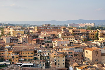 Fototapeta na wymiar Panoramic view of Siena, ancient houses, Tuscany
