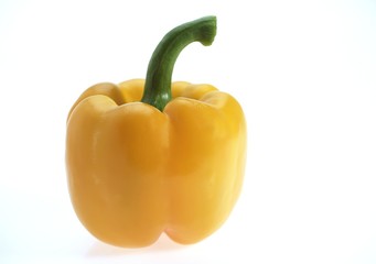 Sweet Yellow Pepper, capsicum annuum against White Background