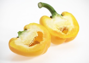 Fototapeta na wymiar Sweet Yellow Pepper, capsicum annuum against White Background