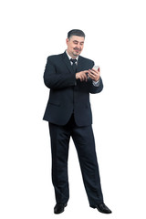 Business man in a suit with a mobile phone