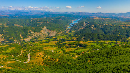 Obraz premium Green Mountains. Albania is one of the most mountainous countries in the world. Aerial view.