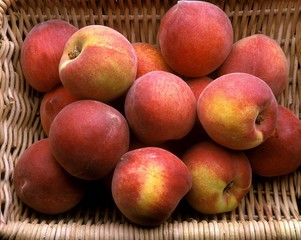 Peachs, persica vulgaris in Basket