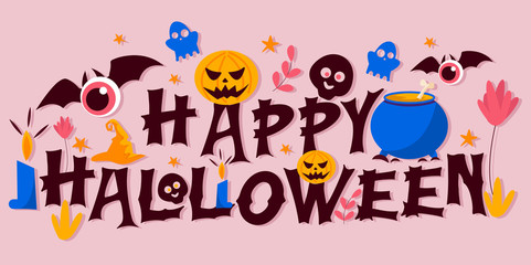 Obraz na płótnie Canvas Happy halloween lettering - Vector Illustration