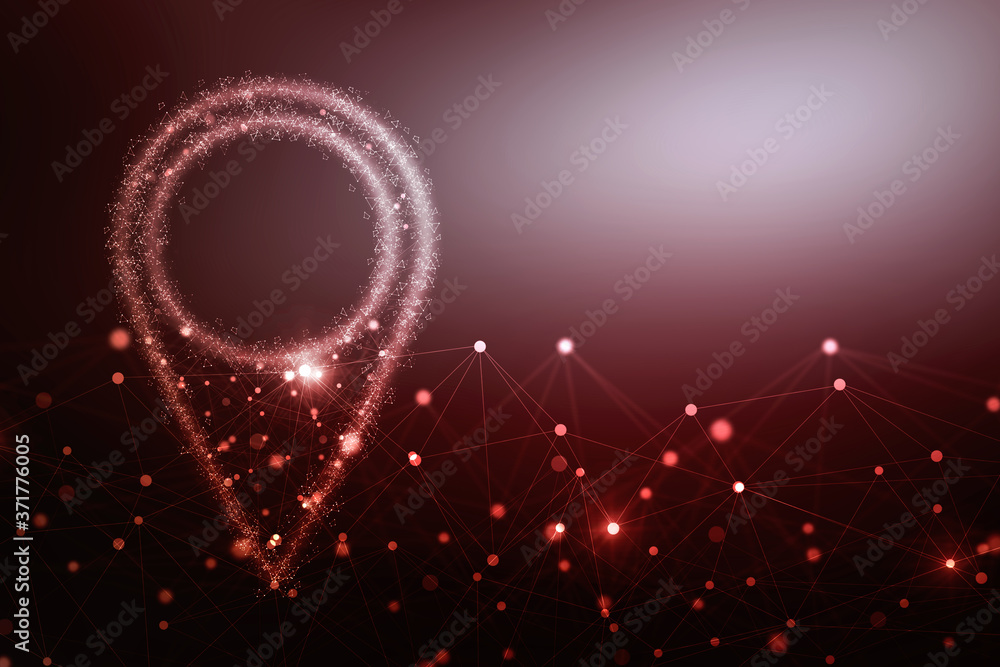 Poster 2d rendering red map pointer