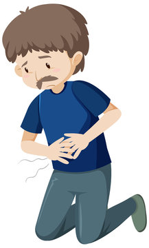 recommend clip art: Old man having stomach ache