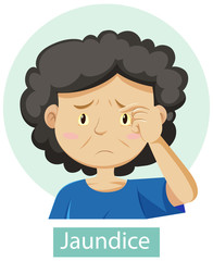 Cartoon character with jaundice symptoms