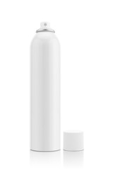 Blank white aluminum spray bottle for health care product design mock-up isolated on white...