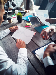 Business people analyzing data