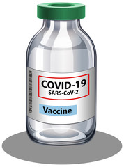 Coronavirus vaccine bottle on white background