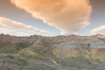 Mountains and desert landscapes in Badlands South Dakota 