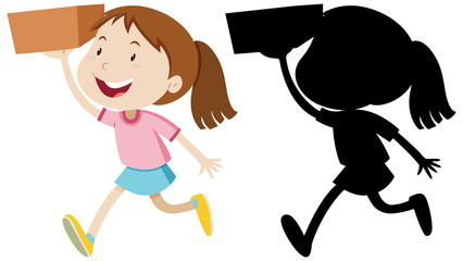Girl holding the box with its silhouette