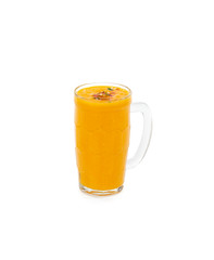Fresh mango fruit juice on white background