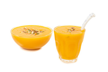 Fresh mango fruit juice on white background