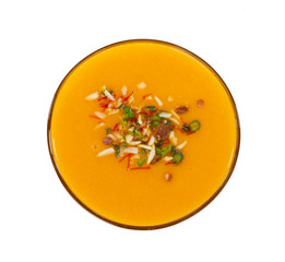 Fresh mango fruit juice on white background