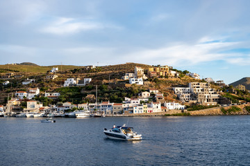 Fototapeta na wymiar Kea island, Tzia, summer holidays destination Greece. Vourkari marina in the afternoon