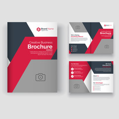 creative Brochure design. Multipurpose template with cover, back and inside pages. Trendy minimalist flat geometric design. 
