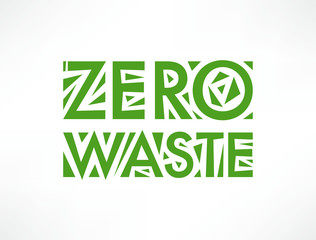 Zero Waste vector text logo. Stamp. Eco waste recycling concept isolated illustration on white background