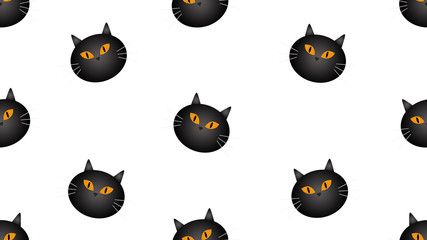 black cat seamless cartoon on white background , illustration concept