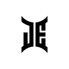 JE monogram logo with curved side