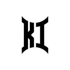 KI monogram logo with curved side