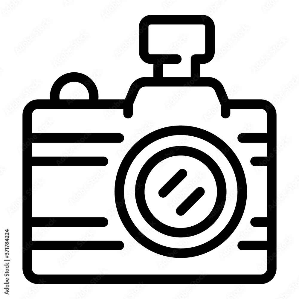 Poster tourist camera icon. outline tourist camera vector icon for web design isolated on white background