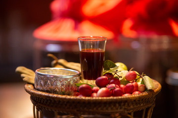 Fruit for eating with booze in the restaurant.