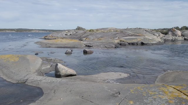 Typical rocky coastal landscape of barren stone. Bohuslan, Sweden