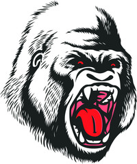 Angry Aggressive Gorilla is Roaring © DKG1111