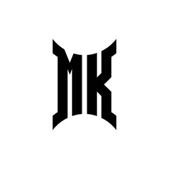 MK monogram logo with curved side