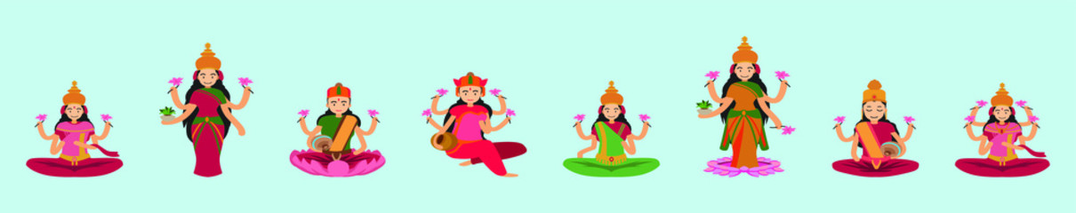 Set of Hindu Goddess Mother Laxmi icon design template with various models. vector illustration
