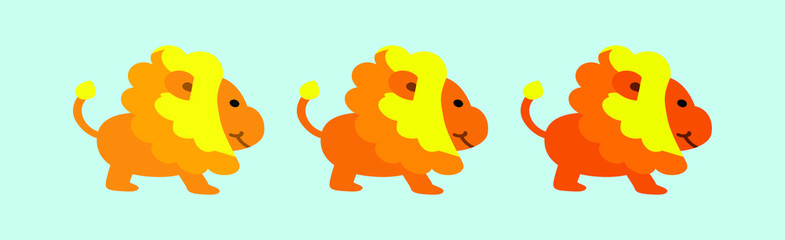 set of cute lion icon design template with various models. vector illustration