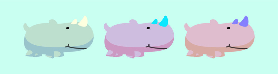 set of rhino icon design template with various models. vector illustration