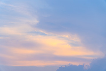 Beautiful colorful sunset sky with cloud in a holiday for background or wallpaper. Twilight scene.